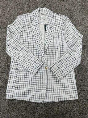 NWT Abercrombie & Fitch Tweed Plaid Blazer Jacket Women Medium